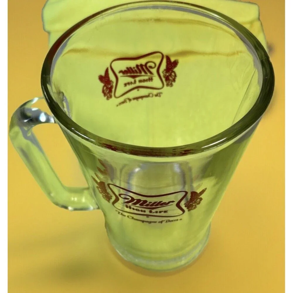 Bar Style Miller High Life Heavyweight Beer Pitcher 5x7 Inch Thick Walled 32 oz